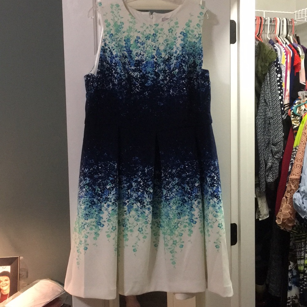 Blue and white springtime dress